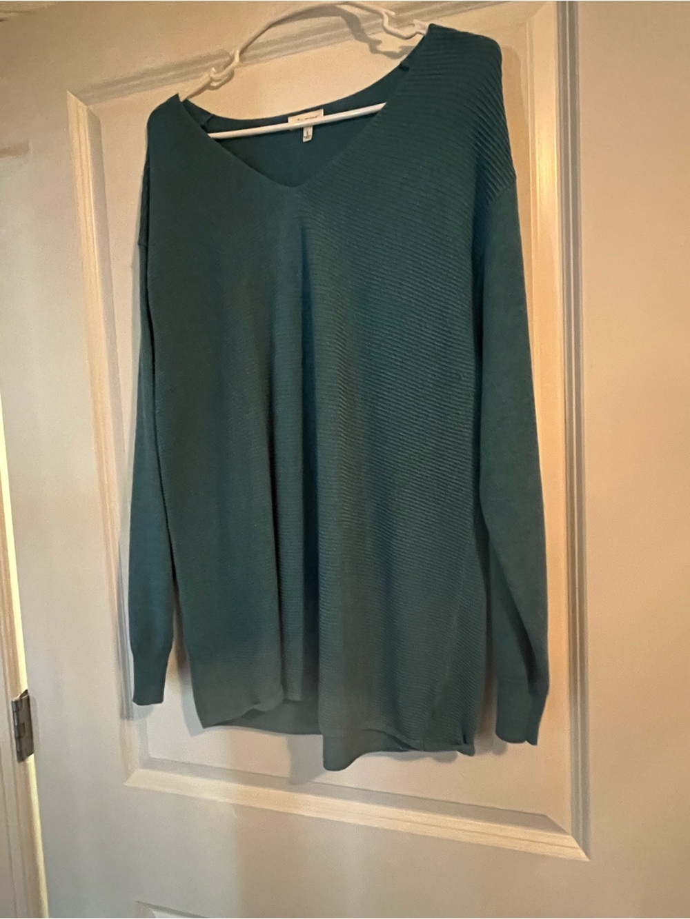 Women’s Teal V-Neck Sweater - Lightweight Knit
